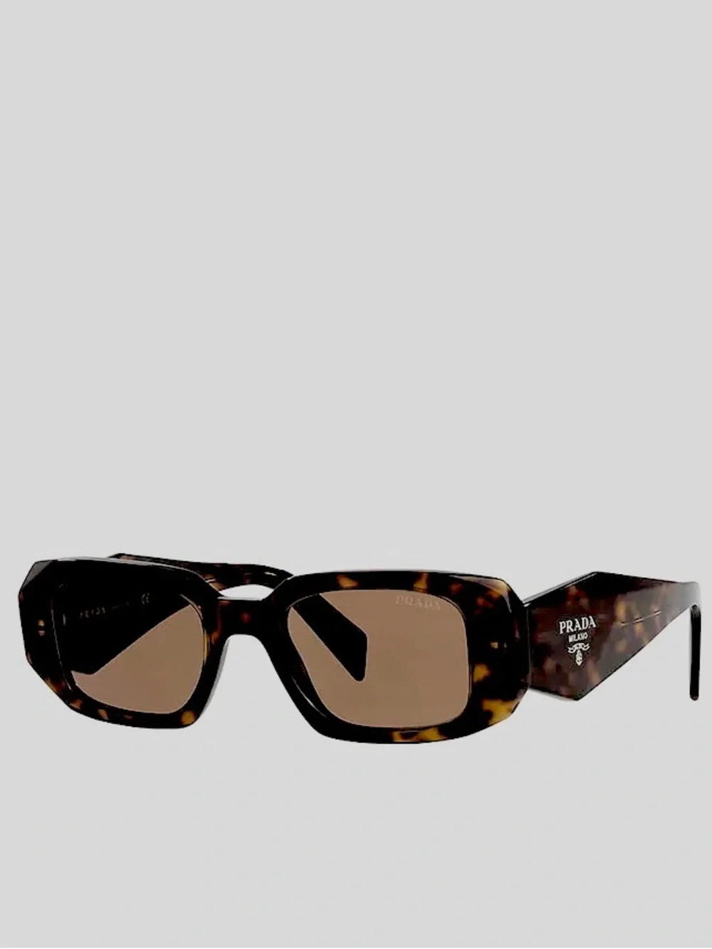 Prada Tortoiseshell Brown Rectangular Sunglasses